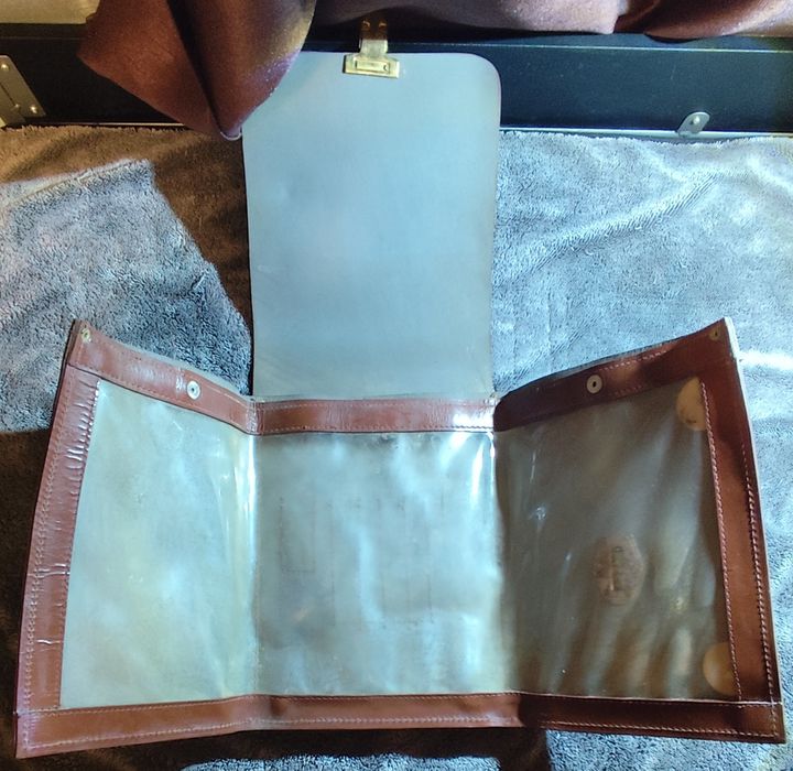 Portofoliu vintage din piele – mapă documente retro