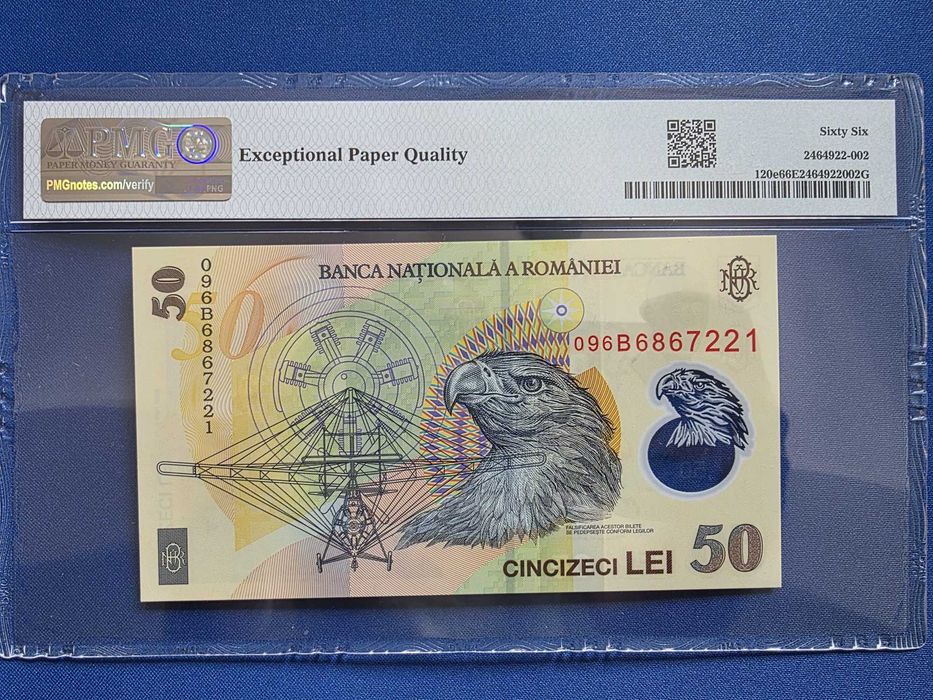 Bancnote 50 lei 2008 si 2009 PMG 66 UNC