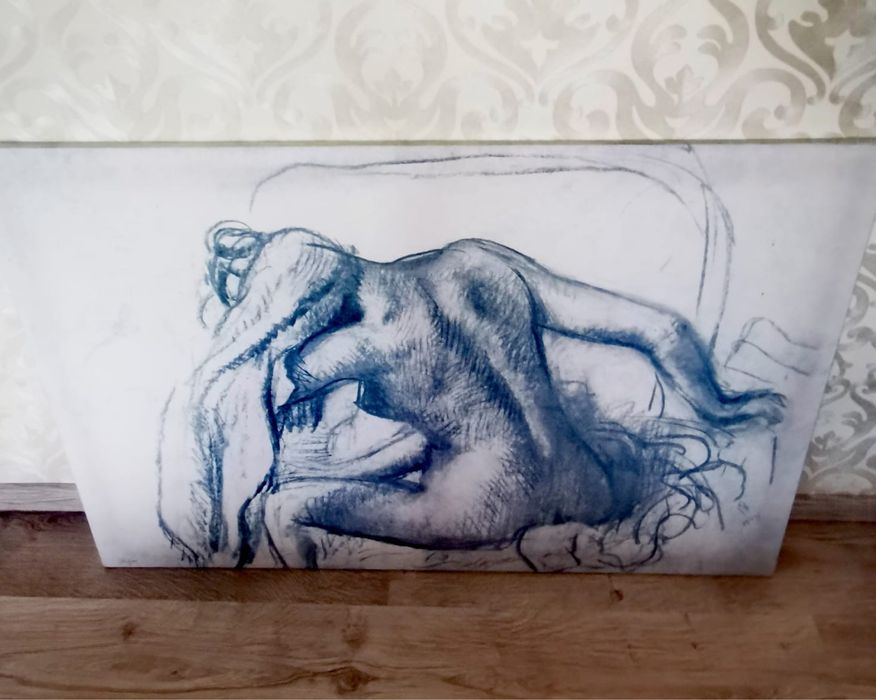 Картина платно принт по ЕДГАР ДЕГА ,Тоалетът, автограф голяма 118х78см