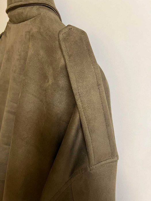 Ново дамско преходно яке от изкуствен велур- OVERSIZED, маслено зелено