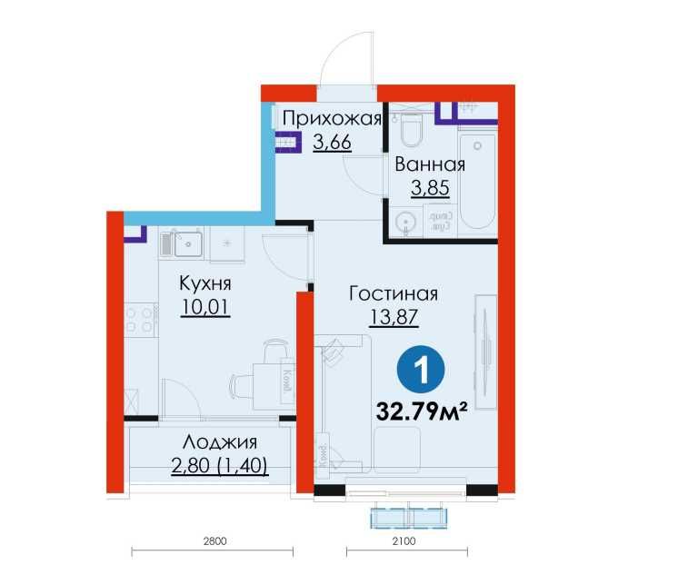 1 ком новостройка, метро Янгиабад, есть ипотека/рассрочка (CH)