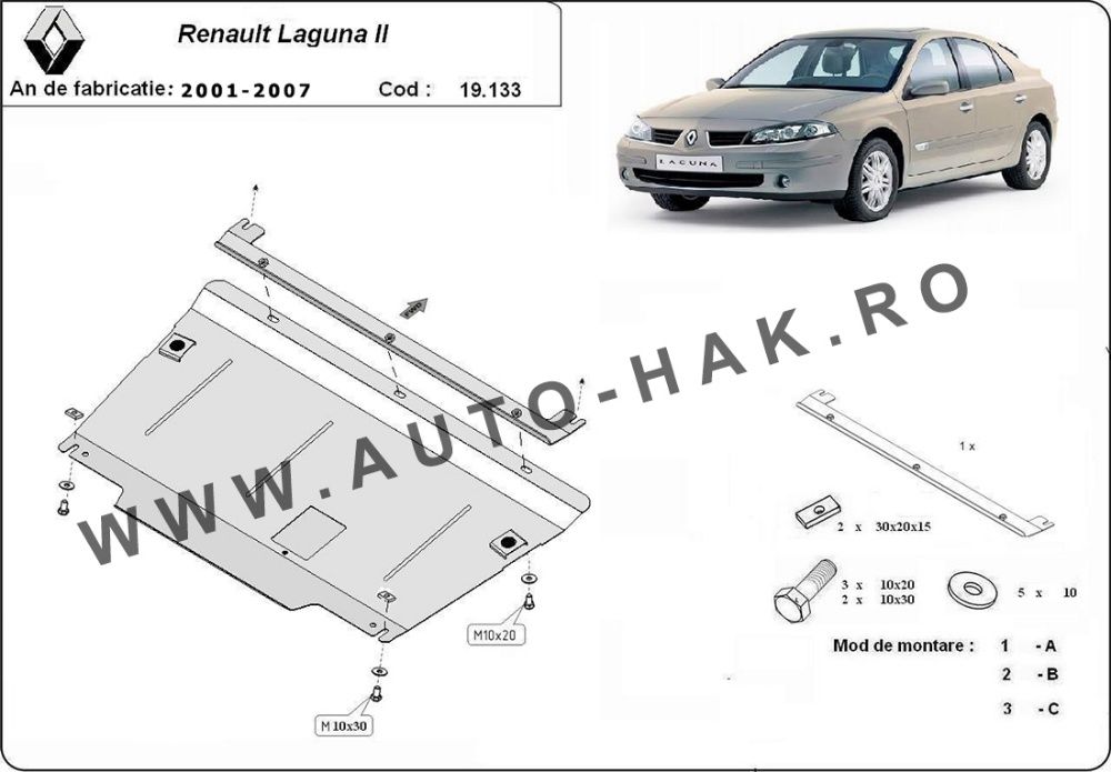 Scut motor metalic Renault Laguna II 2001-2007