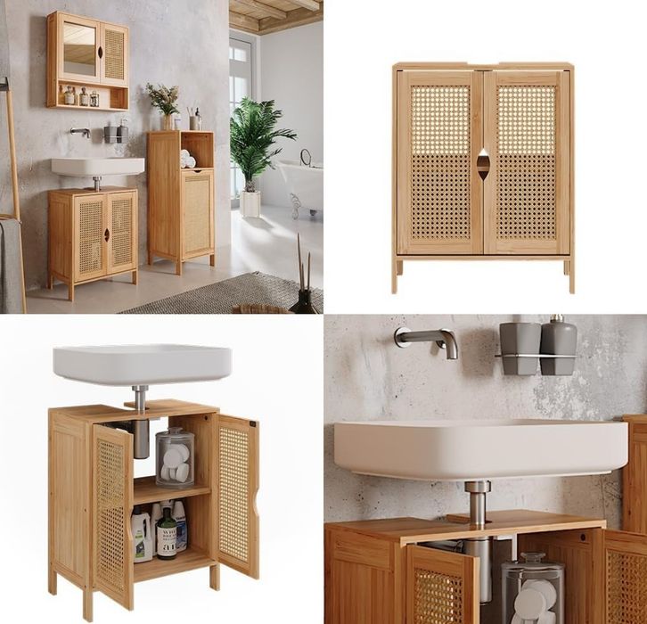 Шкаф за подмивка - ратан и бамбук 7484