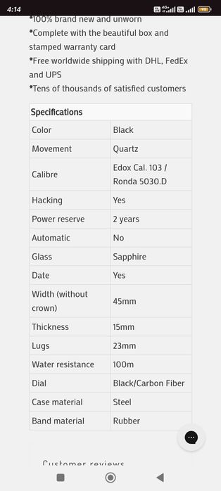 Edox Chronorally Black Dial Men's