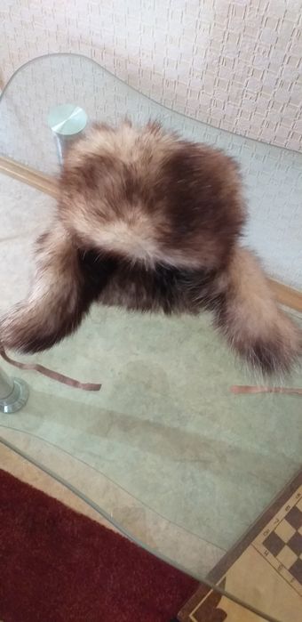 Шапка меховая из замши и натурального меха