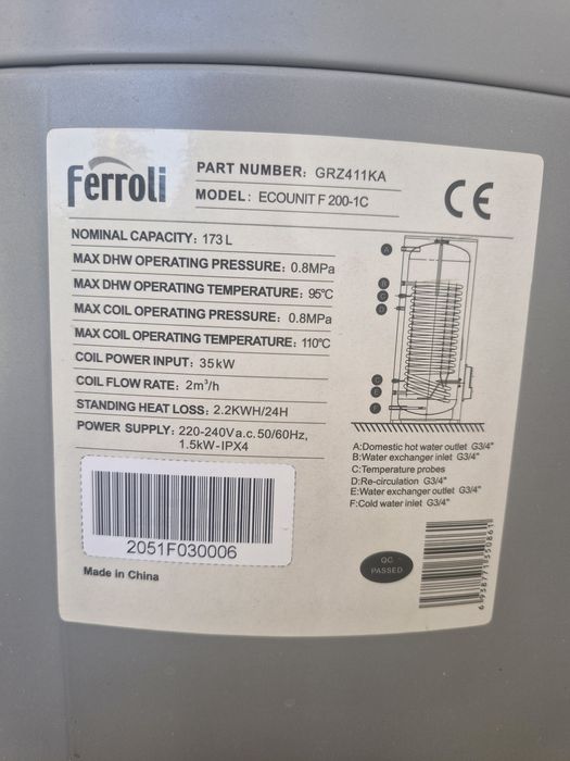 Vând boiler Ferroli 173 l