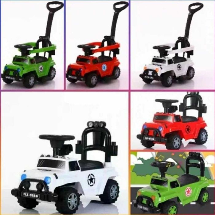 Детски джип Музикален с родителски контрол за яздене и бутане