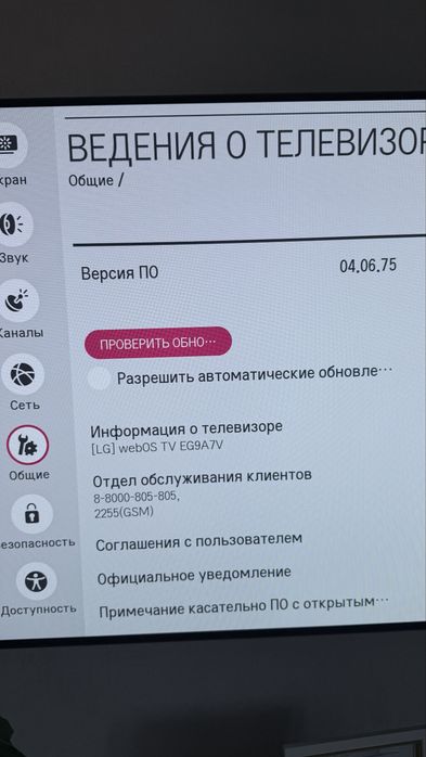 Телевизор LG webOS TV EG9A7V