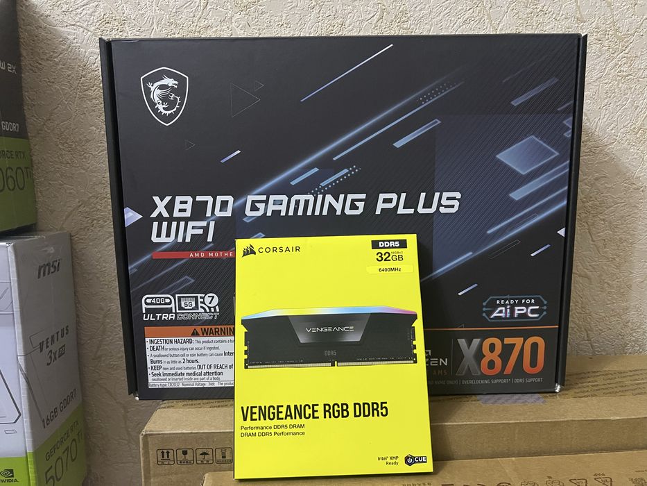 MSI X870 GAMING PLUS WIFI AM5 combo CORSAIR Vengeance RGB 32GBkit 6400