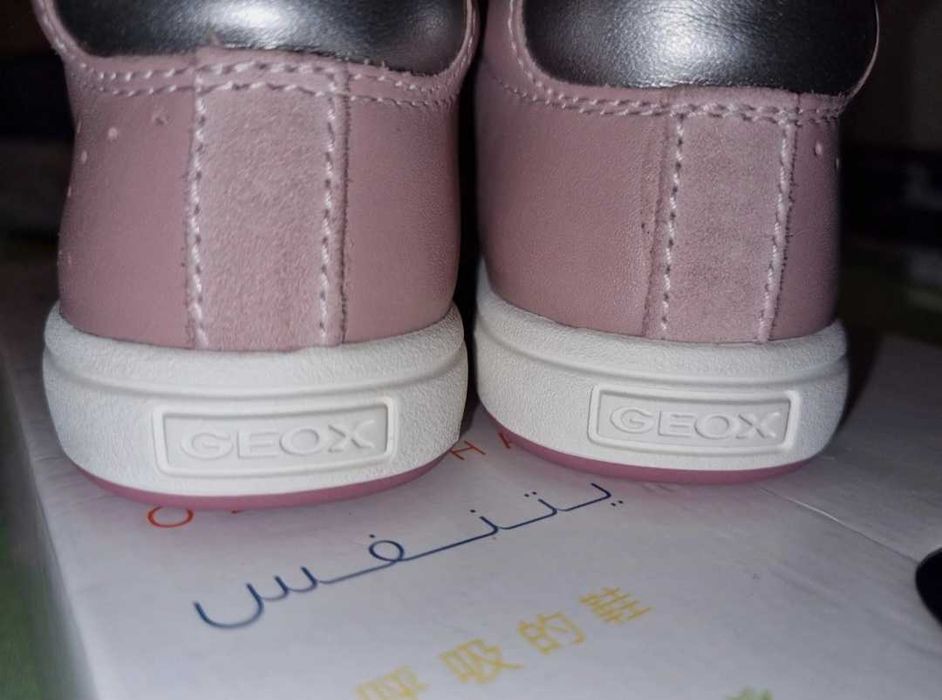 Geox incaltaminte / sneakers roz din piele pentru copii