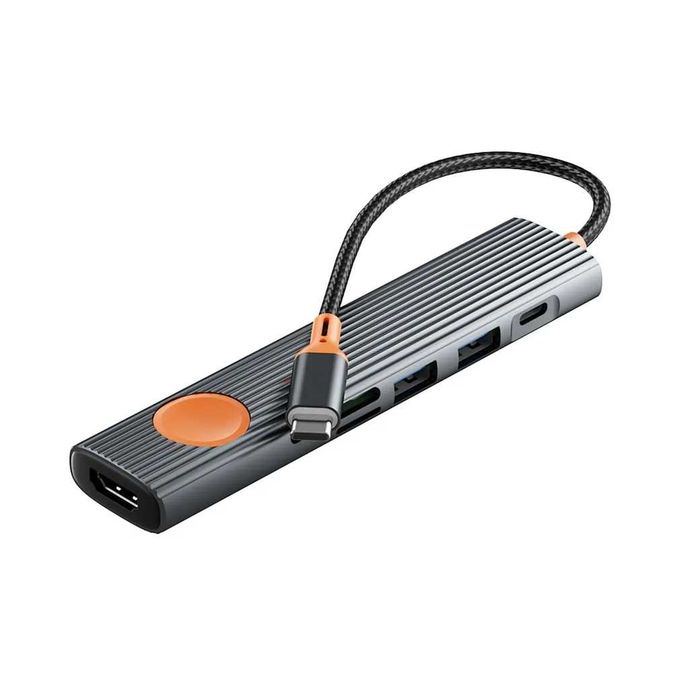 WiWU Wi-HB007 Hub 7в1 5Gbps/PD-100W 4K60Hz/RJ45/TF/SD Docking Station
