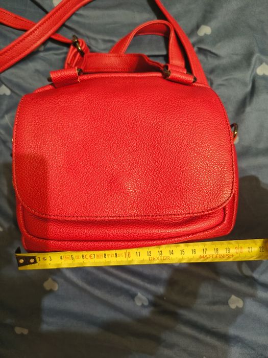 Geanta piele naturala roșie mărimea 20x20