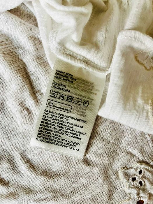 Top Crop Bretele H&M Alb Dantela Brodata XS 100% Bumbac