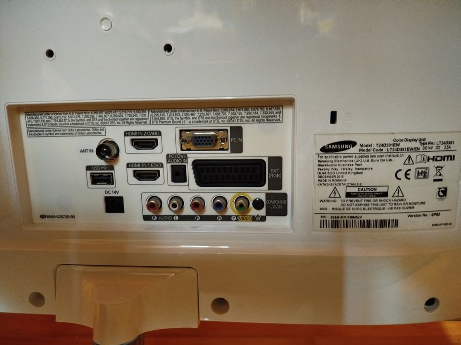 Monitor/TV Samsung T24D391EW, Alb