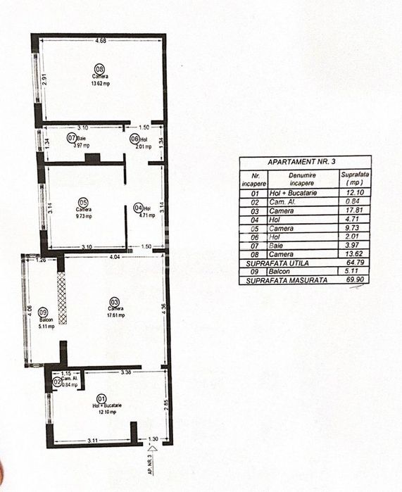 Apartament 3 camere semidecomandat, Girocului, aproape de Padurice