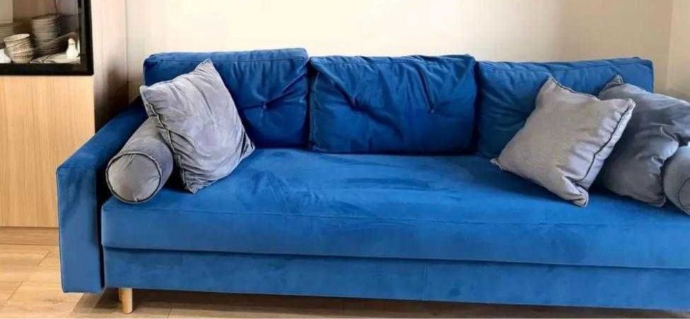 Раскладной диван синий