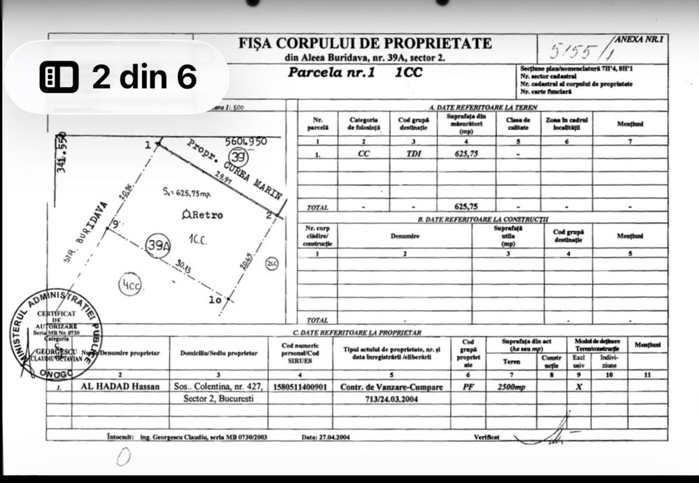 Teren de vânzare 1245 mp – 2 loturi 619mp si 626mp Fundeni Sector 2