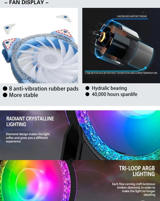 120 мм светодиодный вентилятор, уникальный волшебный алмазный рамкой