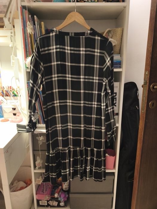 Rochie scurta carouri alb-negru