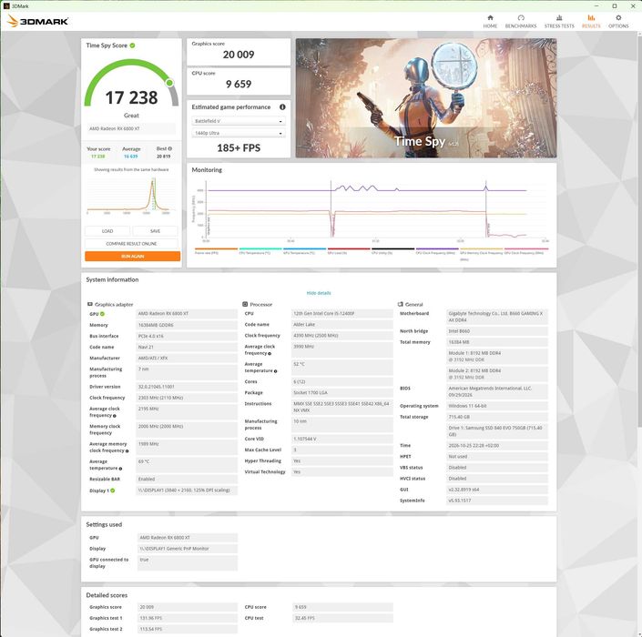 Компютър Intel i5-12400F/16GB DDR4 3200 RAM/XFX RX 6800 XT 16GB/750GB SSD