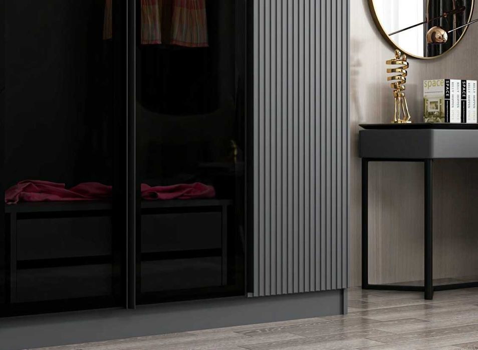 Модерен гардероб със стъклени врати