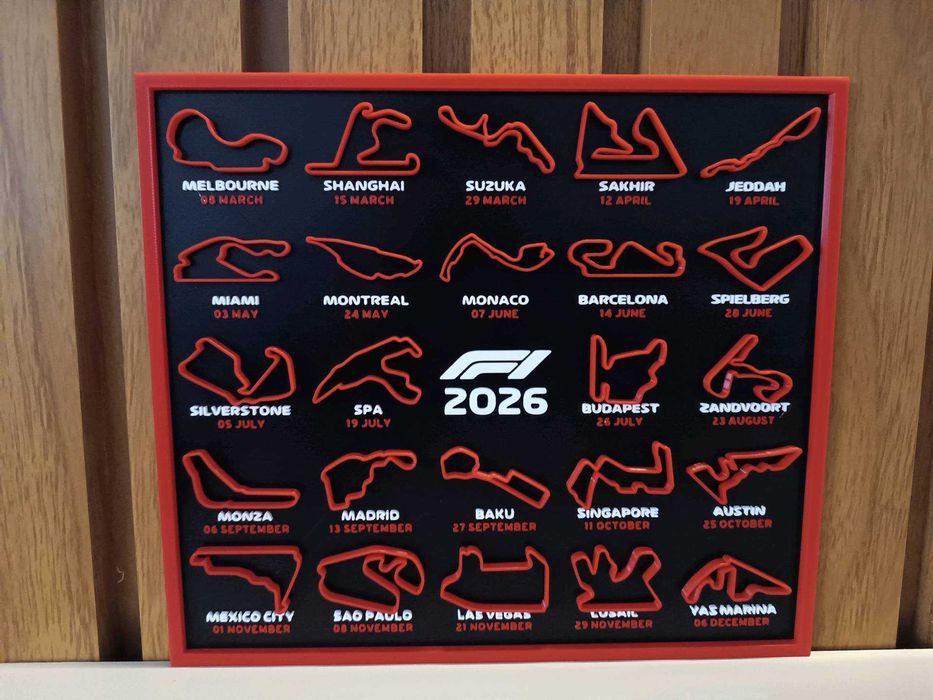 Tablou decorativ F1 2026 – Circuit Maps 3D