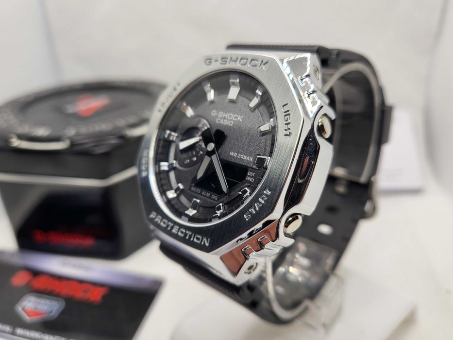 Ceas Casio g shock GM 2100 1aer ,Metal Silver black .Nou,Garantie 2ani