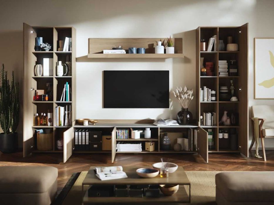 Living Silensia C5 – Mobila sufragerie aspect lemn / bej