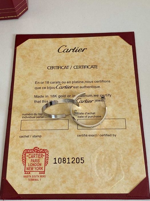 Cercei Cartier LOVE White Gold 22K Slim