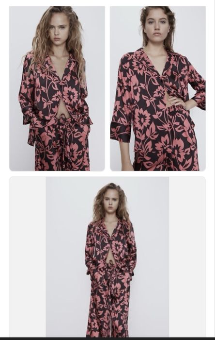 Сатенен сет комплкет Zara , риза и панталон