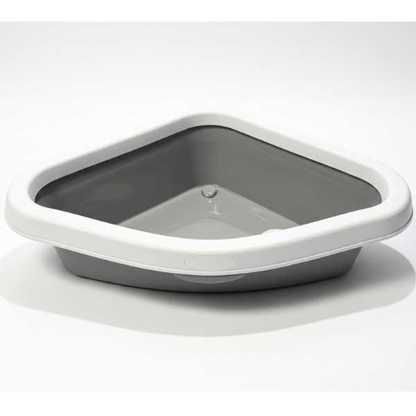Ъглова Котешка Тоалетна - 56см/40см/14см - Сива разцветка- Stefanplast