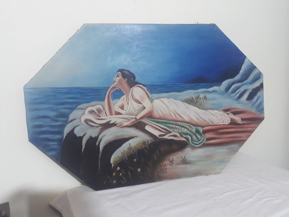 Pictură veche in ulei, pe panza, 92 cm