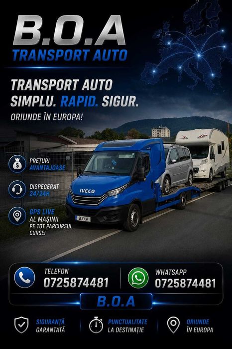 B.O.A TRANSPORT | Transport Auto, Moto și Utilaje Agricole | România ->Europa->România | CMR 1.200.000 € | Factură