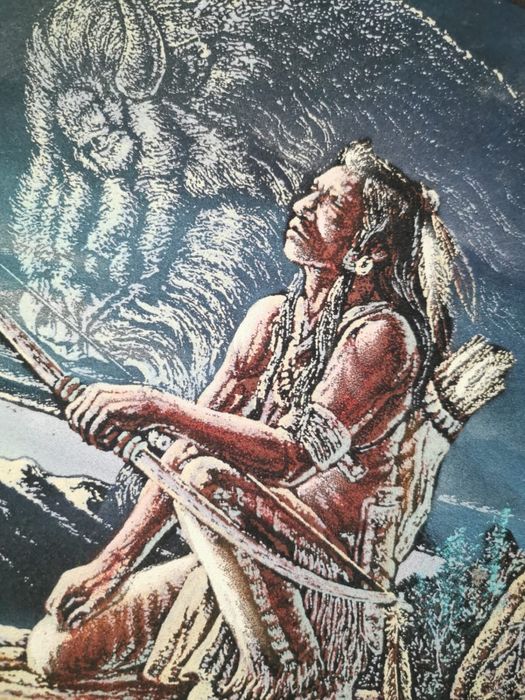 Антикварна картина летен пейзаж коне кобила жребче маслени бои платно