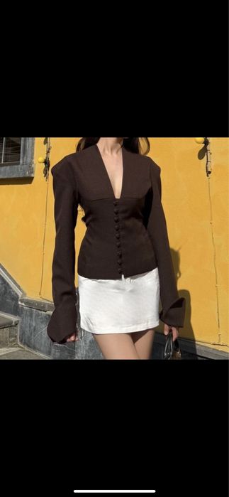 Пиджак коричневый и белый