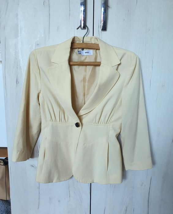 Sacou Mango MNG XS lyocell & in crem galben mustar slim fit nou elegant vară
