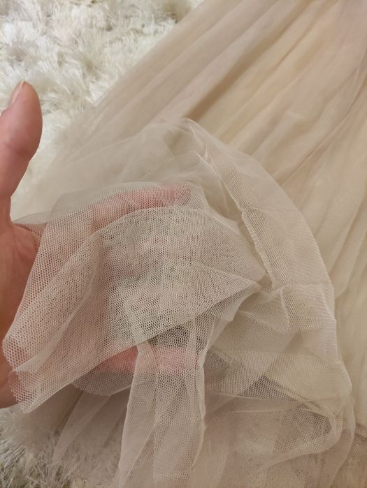 Fusta tulle midi bej