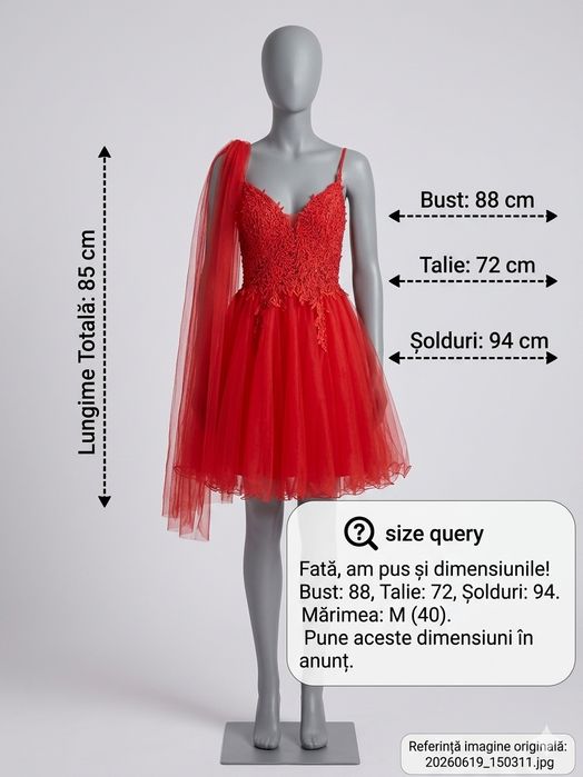 Rochie mrochie  paiete roz – Mărime S-M
​Mărime: M (40)
​Dimensiuni: Bust 88 cm, Talie 72 cm, Șolduri 94 cm
​Lungime totală: 85 cm
​Stare: Nouă/Impeca