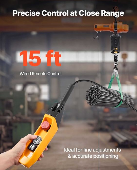Palan electric cu lant 1000 kg, inaltime ridicare 6 m, 230V monofazat, doua viteze, lant G100