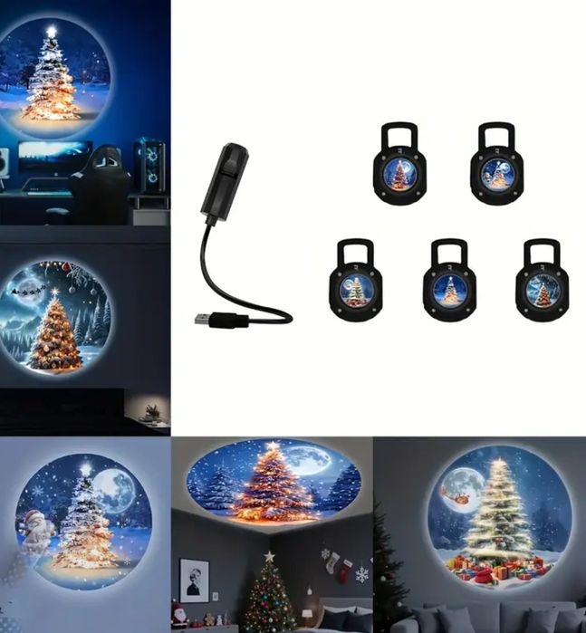 1 комплект LED нощна лампа за проектор с 5 бр. проекционни модели за д