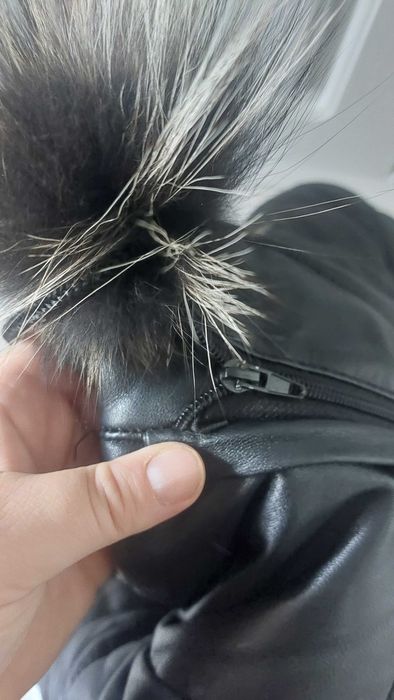 Яке от естествена кожа, черно, ватирано