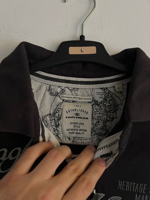 Tom Tailor "Eagle River Valley" long-sleeve rugby polo shirt in black