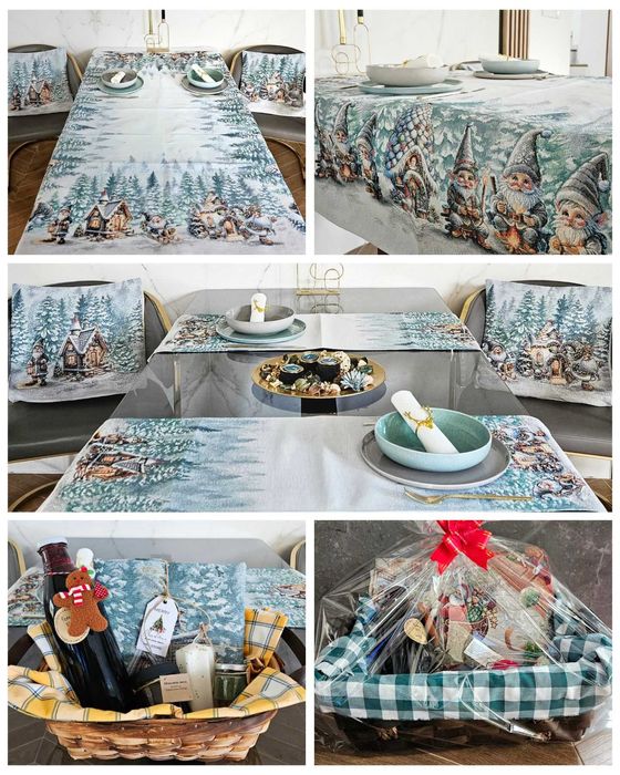 Коледни испански жакардови покривки, тишлайфери, калъфки възглавници