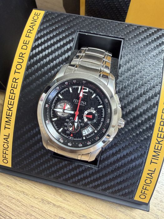 Vand ceas Ceas FESTINA cronograf de otel inoxidabil, Argintiu