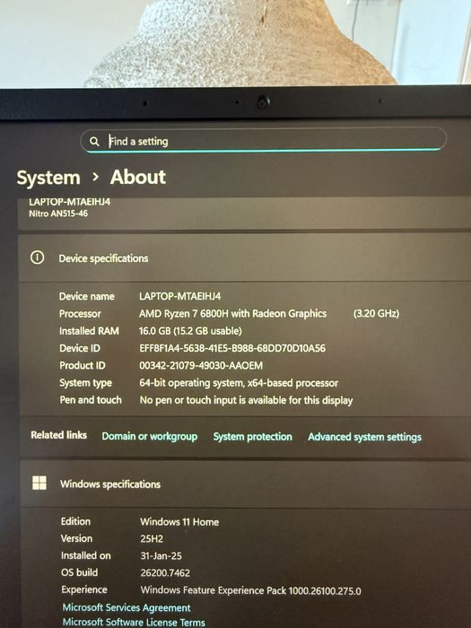 Acer Nitro 5, Ryzen 7 6800H, 16GB RAM, 1TB SSD, RTX 3070Ti 8GB