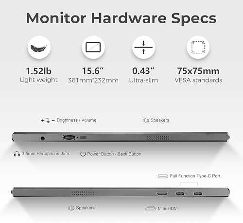 Нов 15.6'' Преносим IPS Монитор USB-C HDMI за Лаптоп PS5 Xbox с калъф