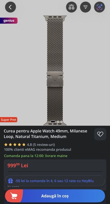 Bratara/curea Apple Watch Ultra Milanese loop