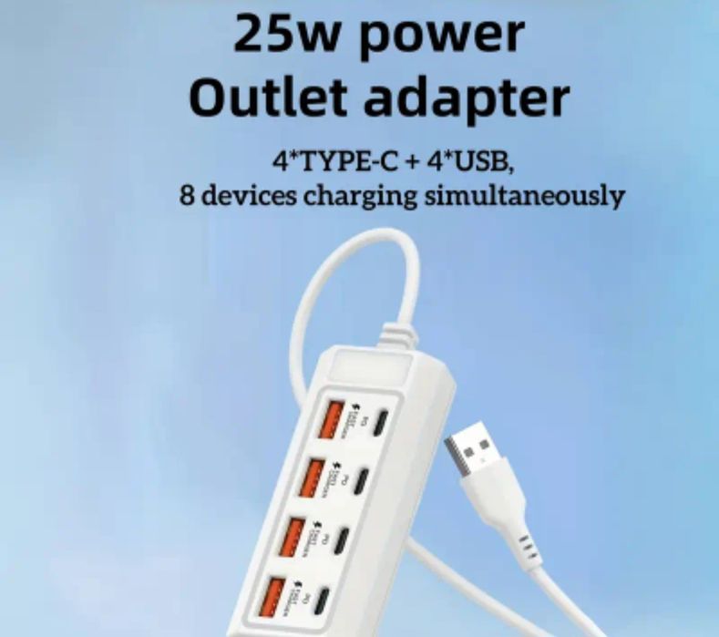 8 порта зарядно устройство, USB/Type C Fast Charger