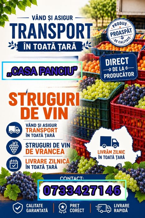 Vand struguri pentru vin