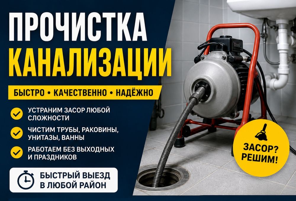 Прочистка труб канализации